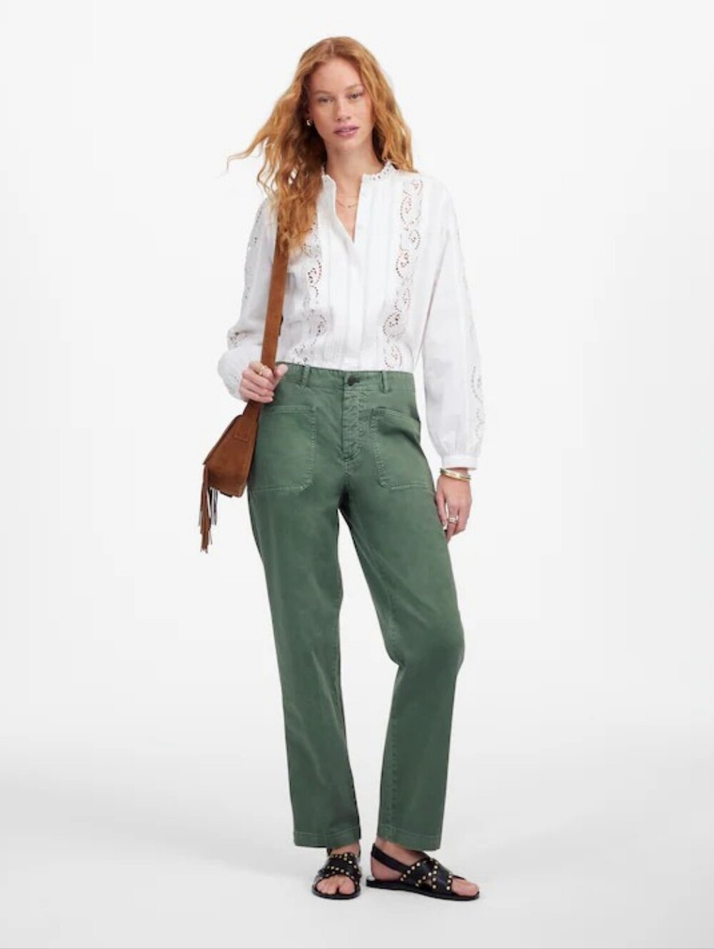 Madewell Straight Leg Utility Pants Garment Dyed Twill - Green